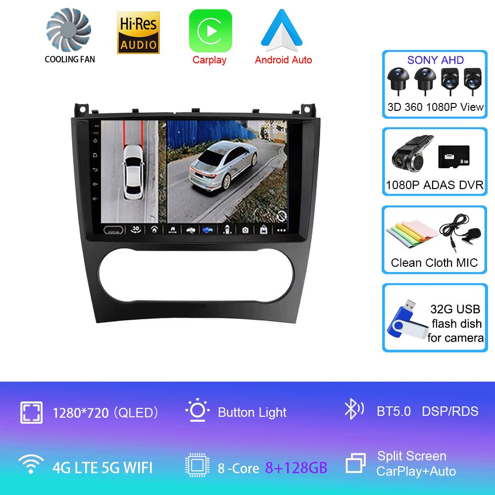 Android 14 для Mercedes Benz W203 W209 C180 C200 C220 C230 2005 - 2009 стерео автомобильное радио мультимедиа навигация GPS Carplay AUTO
