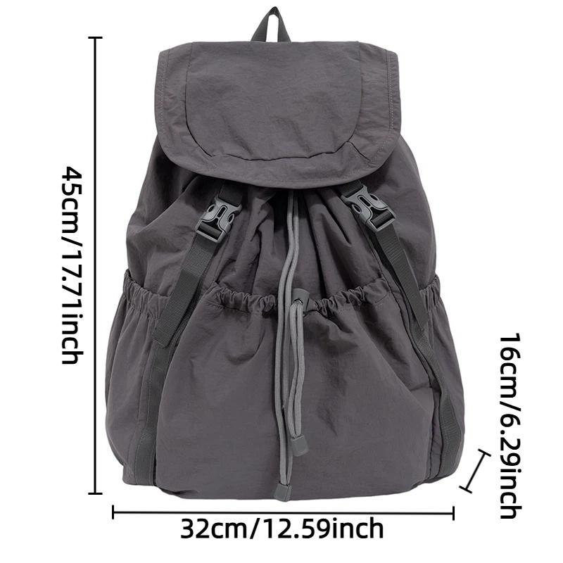 able Casual Drawstring Backpack for Women Large Capacity Lightweight Pleated Backpack for Outdoor Travel