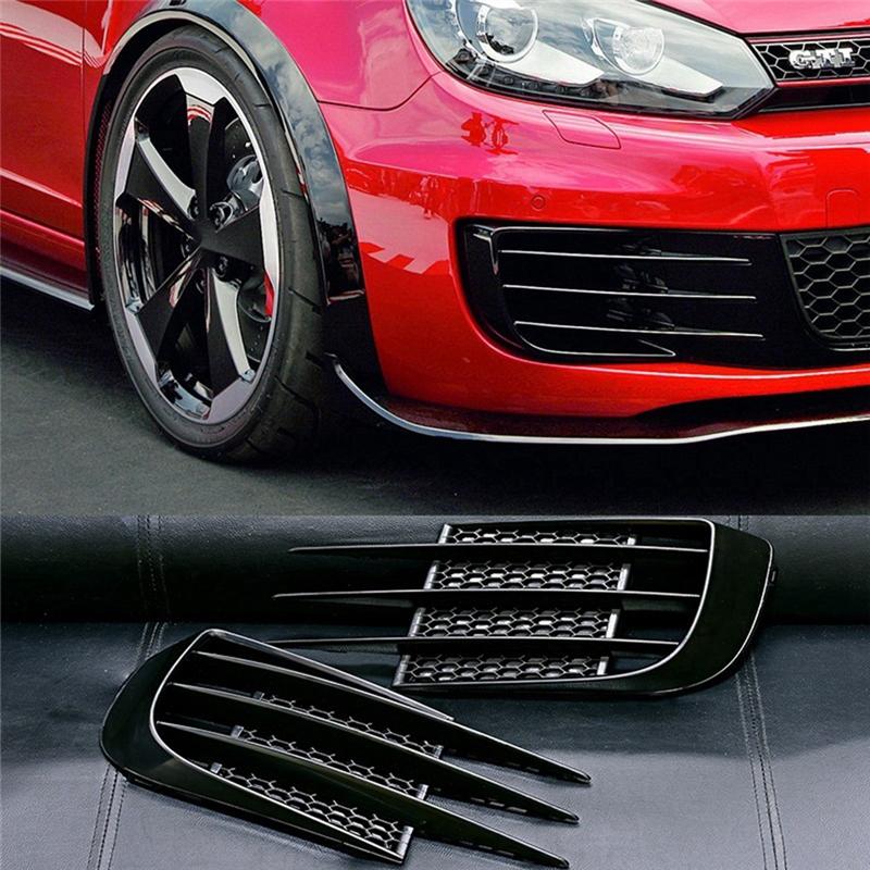 2 Pcs Front Bumper Grille Hoods Eyebrow Eye Wind Knife Cover Trim Fog Light Grille For Golf 6 MK6 VI GTI R R20