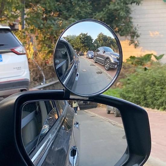 2Pcs Clip On Car Blind Spot Rear View Wide Angle Auxiliary Parking Convex Mirror