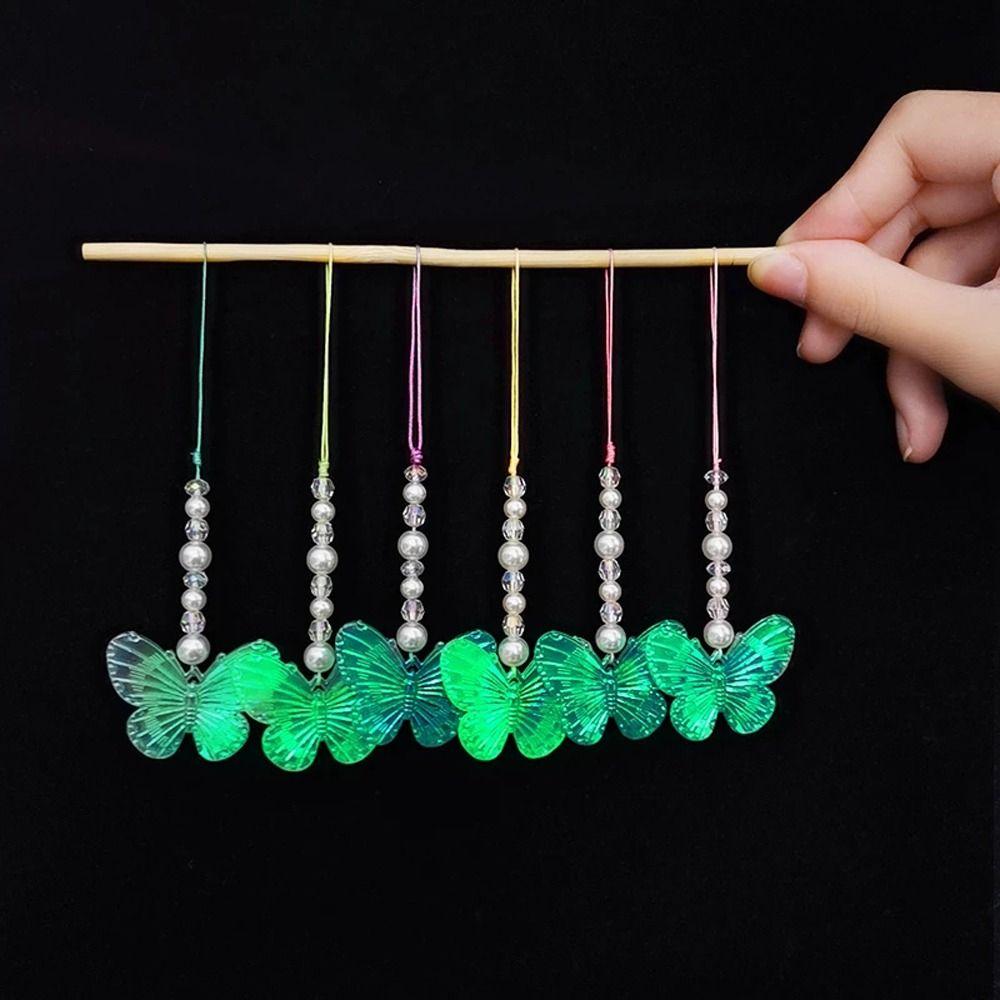 Подвеска на цепочку для телефона, ремешок на руку, светящаяся бабочка, ремешок для мобильного телефона