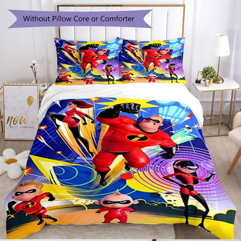 3pcs Duvet Cover Set (1*Duvet Cover + 2*Pillowcase, Without Core), Incredibles Print Soft All‑Season Bedding Set, Home Bedroom Decor Gift