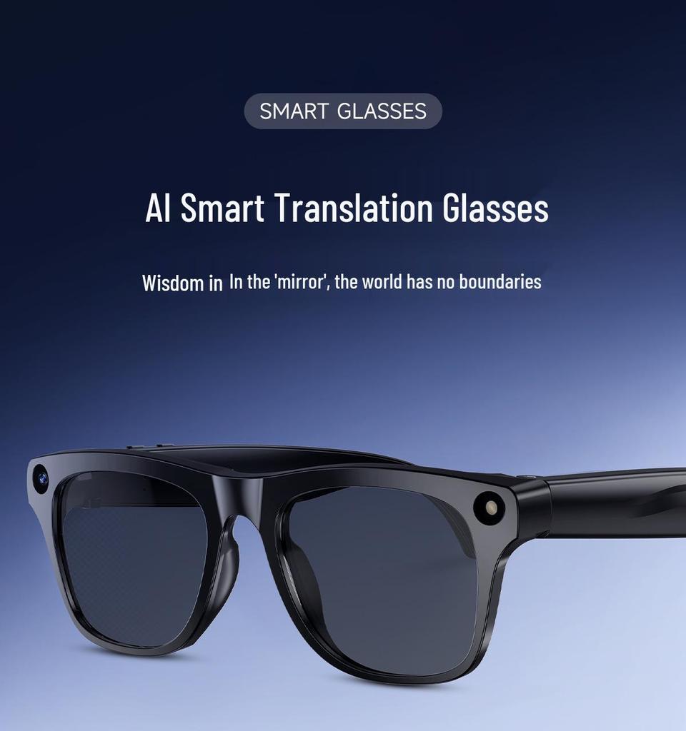 AI Smart Glasses with Photochromic Lenses - Multifunctional: Music, Call, Translation, and Photo Recording (Model M65)