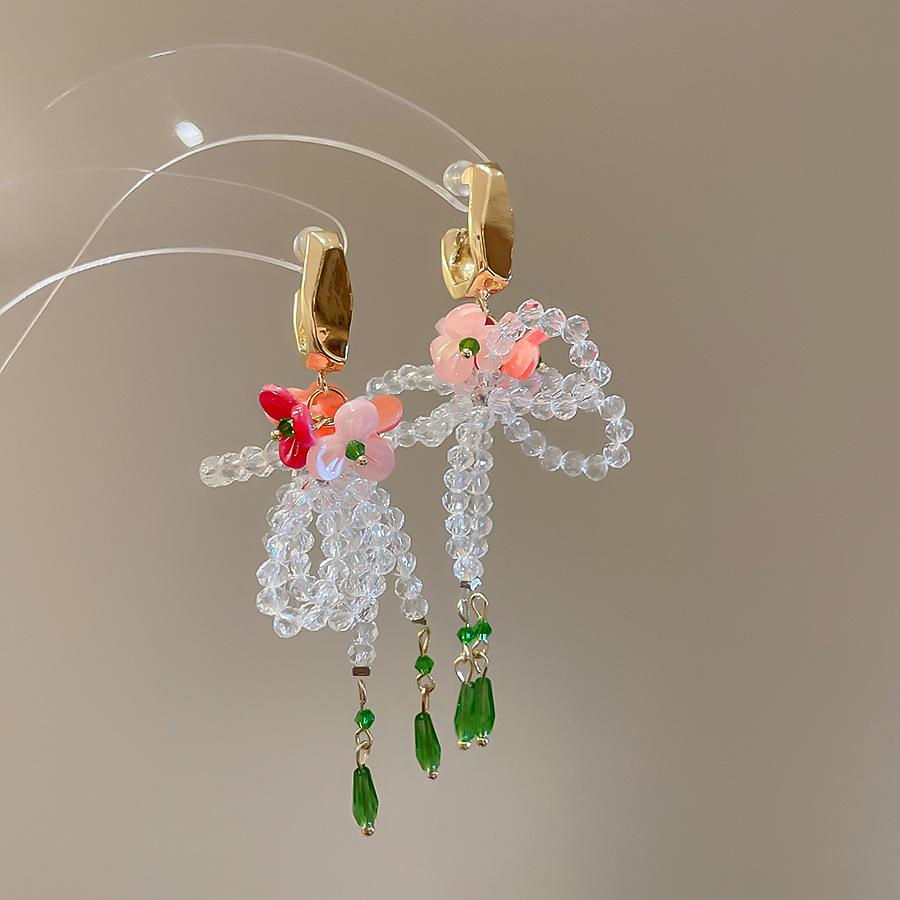 Серьги с кисточками в виде цветов из шифона "Серебряная игла", Милый стиль Мори, Дофаминовый тренд, Универсальные женские серьги