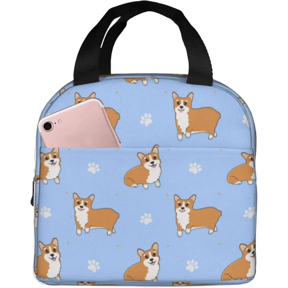 Сумка для ланча Corgis Dog Flower для взрослых, изолированный ланч-бокс с милым рисунком, многоразовая сумка для ланча для учебы, работы, пикника
