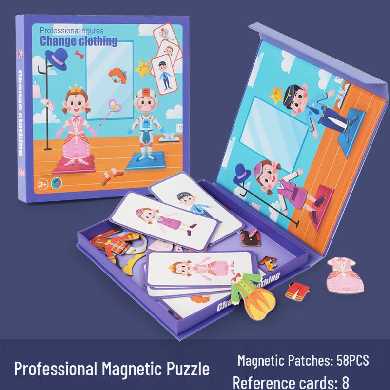 Cross-Border Children's Magnetic Educational Puzzle Set: Transportation, Characters, Ocean & Dress-Up Themes