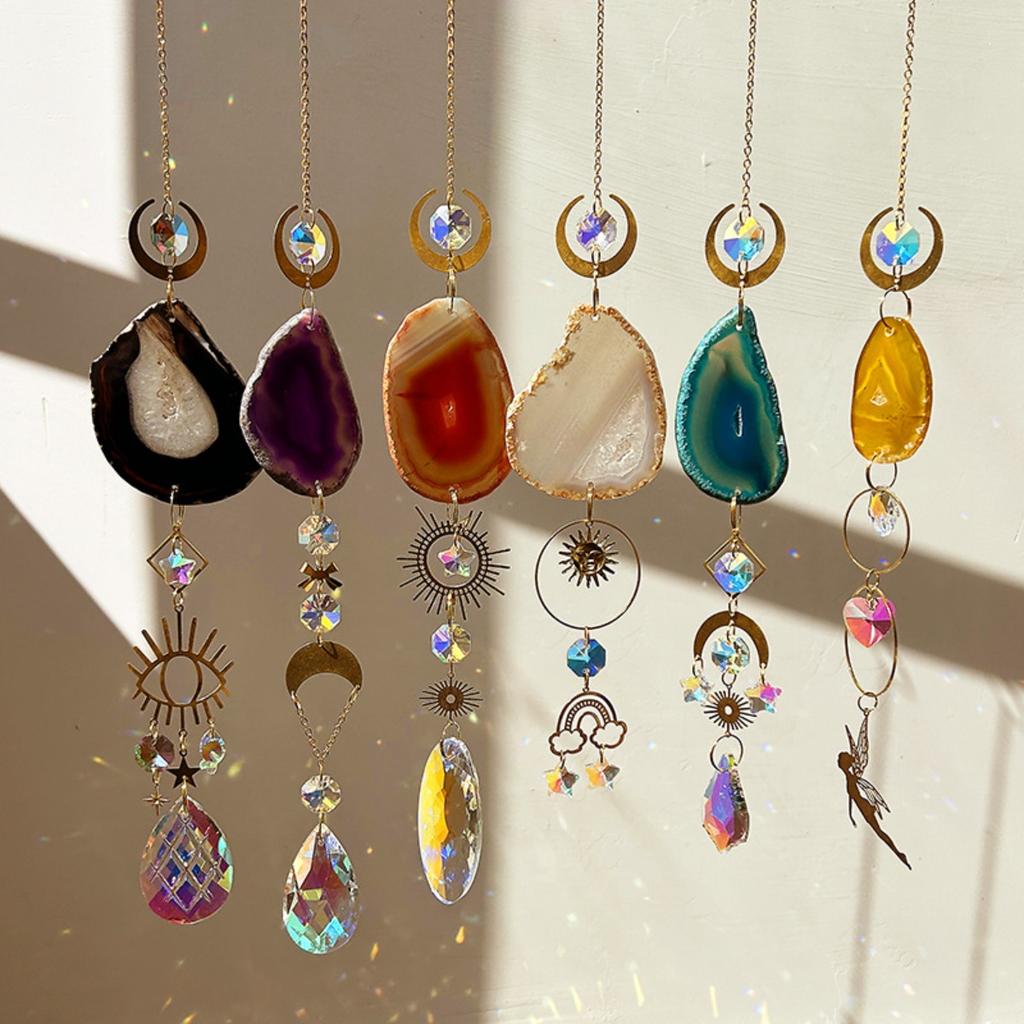 Хрустальный ловец солнца - подвесные ловцы солнца на окна, цепочки с призматическими бусинами для домашнего декора, уличного и внутреннего декора, ловец света для сада, подарок на новоселье и свадьбу