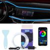 Неоновая светодиодная лента для автомобиля RGB USB комплект окружающего светодиодного освещения с оптоволокном для украшения салона автомобиля центральной консоли приборной панели