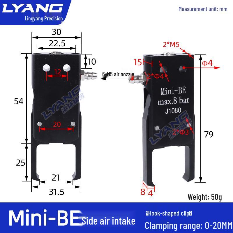 Pneumatic Mini Grippers: A/B/C/E Robot Arm Clamps for Injection Molding (J1060/J1080).
