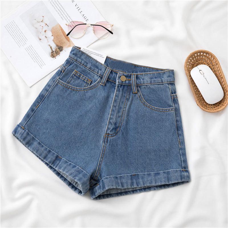 Женские джинсовые шорты А-силуэта с подвернутым краем - Летний тонкий стиль, Мода инфлюенсеров, Повседневные шорты с широкими штанинами