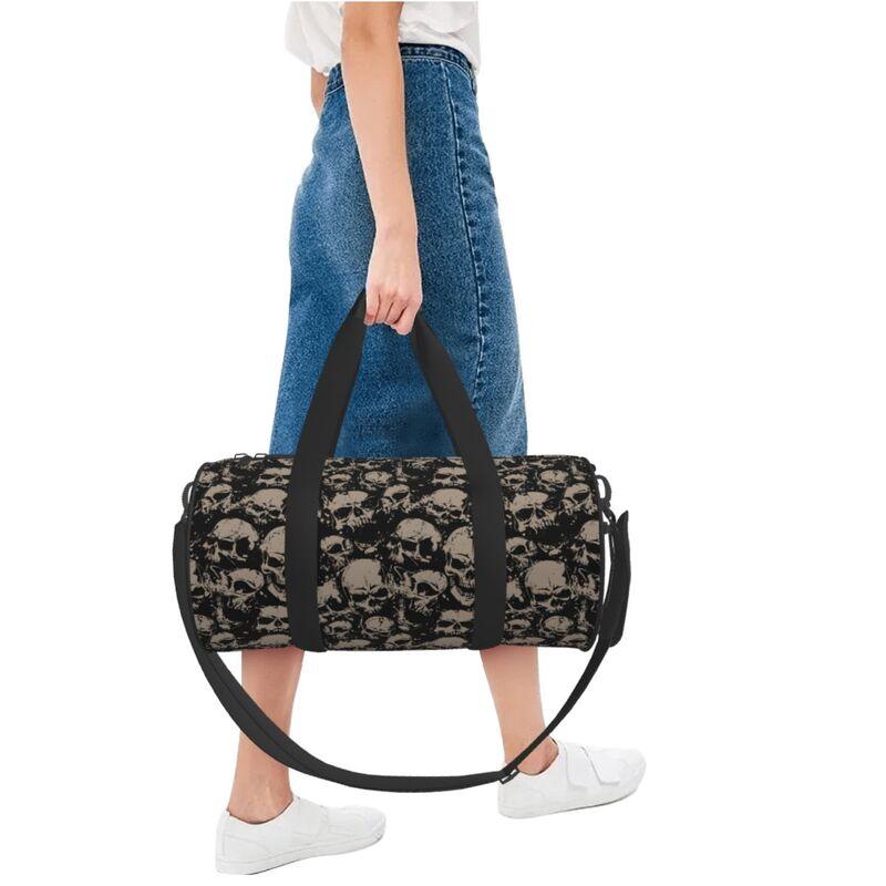 Retro Grunge Skulls Print Travel Duffel Bags Unisex Foldable Waterproof Carry on Luggage Bag Lightweight Yoga Gym Sports Bag