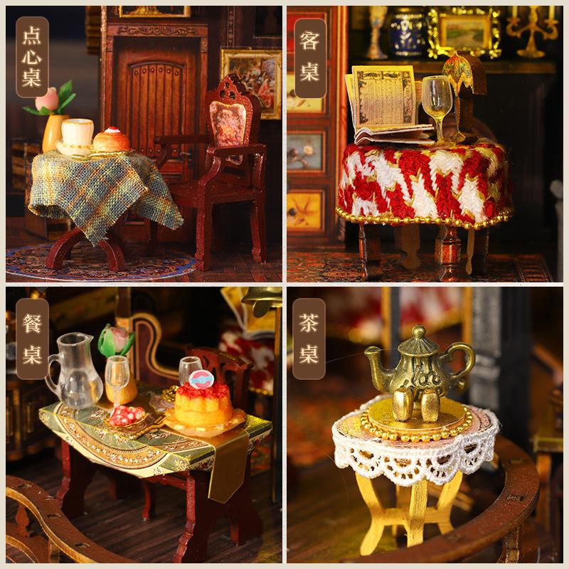 DIY Miniature House Edinburg Handmade Wooden Chinese Style Architecture Large Villa Creative Gift for Girls