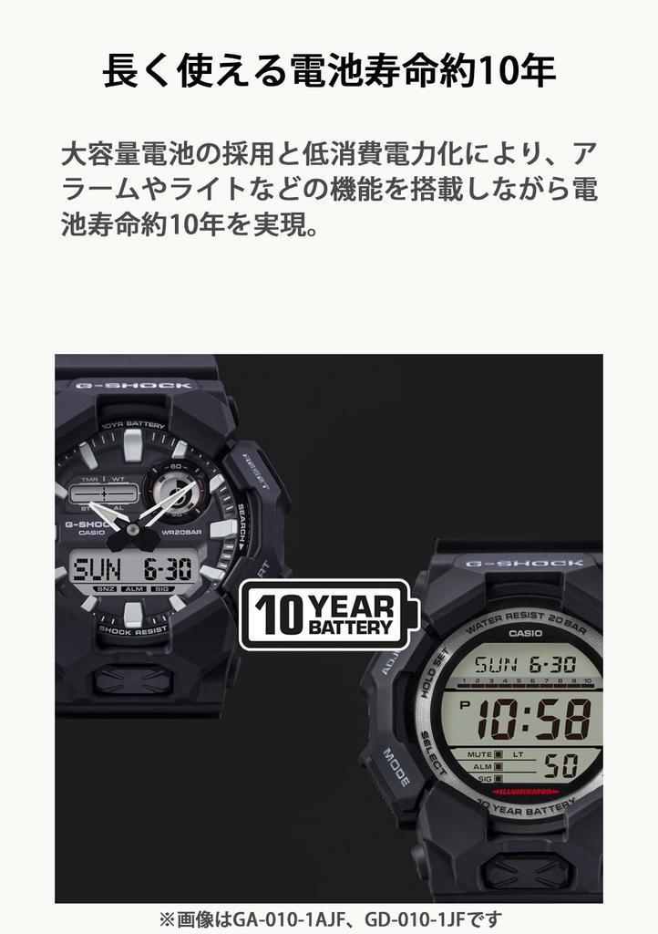 Casio Long Сделано из экологически чистых материалов Черный x Золотой Часы G-Shock, Жизнь, Материалы, GD-010GB-1A9JF, Мужские,