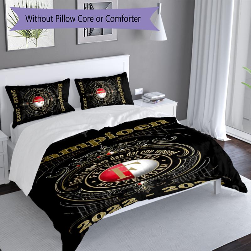 3pcs Feyenoord Rotterdam logo Duvet Cover Set, Includes 1 Duvet Cover and 2 Pillowcases,Skin-Friendly&Comfortable Fabric,Suitable Bedding Sets