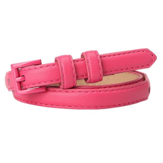 Women Thin Pants Belt Solid Color Faux Leather Waistband Adjustable Length Multi Holes Design Jeans Belt