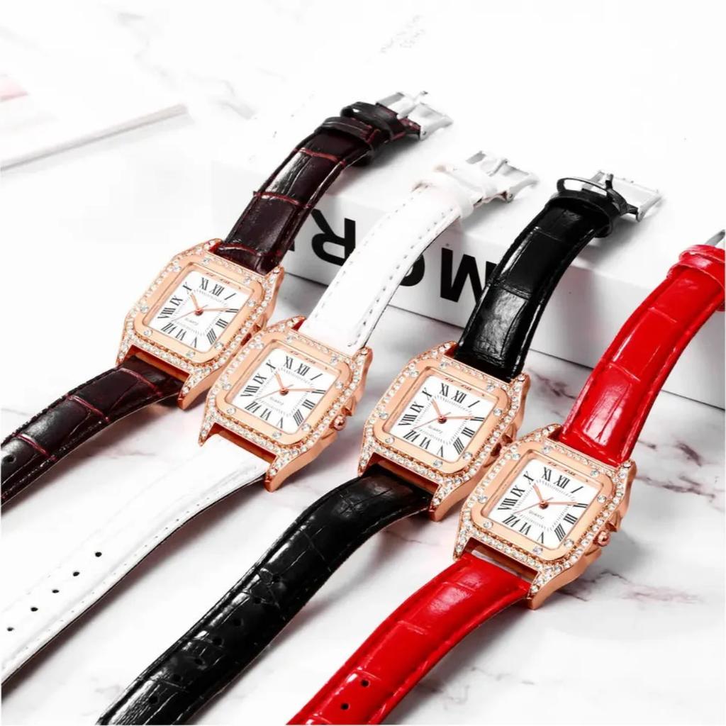 Fashion Rectangle Quartz Wrist Watch for Women Luxury Brand Roman Dial Leather Strap Ladies Watches Clock Gift