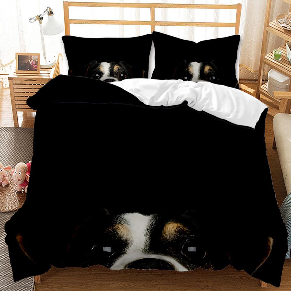 Personalized Cartoon Animal Dog Quilt Set Three-Piece 3D Digital Printing Abrasive Bedding