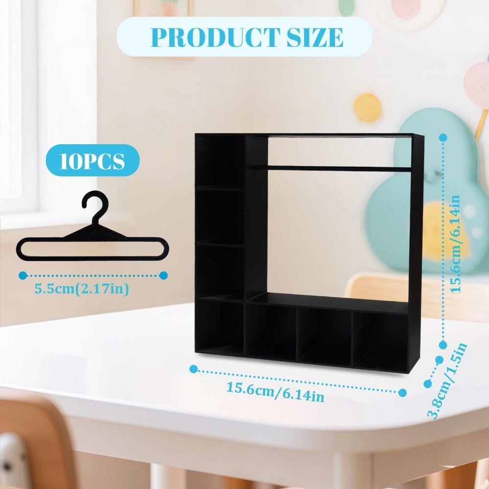 Large Capacity Doll Clothes Closet with 10 Hangers Doll Accessories Display Box  for Doll Clothes