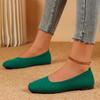 2024 New Lightweight Women's Flat Shoes Summer Solid Color Knitted Non-Slip Flat Shoes Casual Breathable Ballerina Loafers