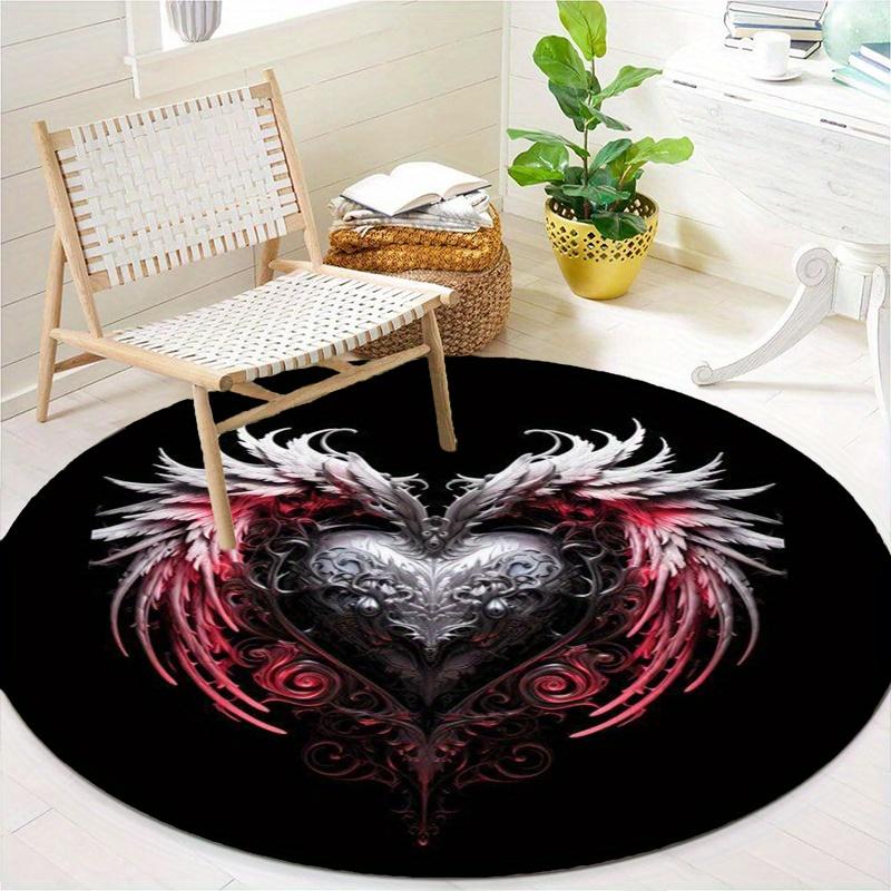 Angel Tattoo Round Rug Nonslip Area Rug Office Chair Mat Carpet For Living Room Bedroom Home Decor