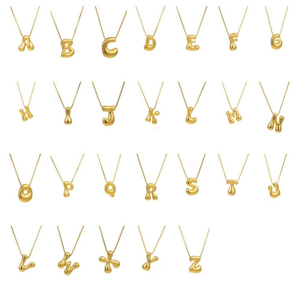 Alphabet Letter Pendant Necklace Gold Color A-Z Letter Clavicle Chain Delicate Women Choker  Women