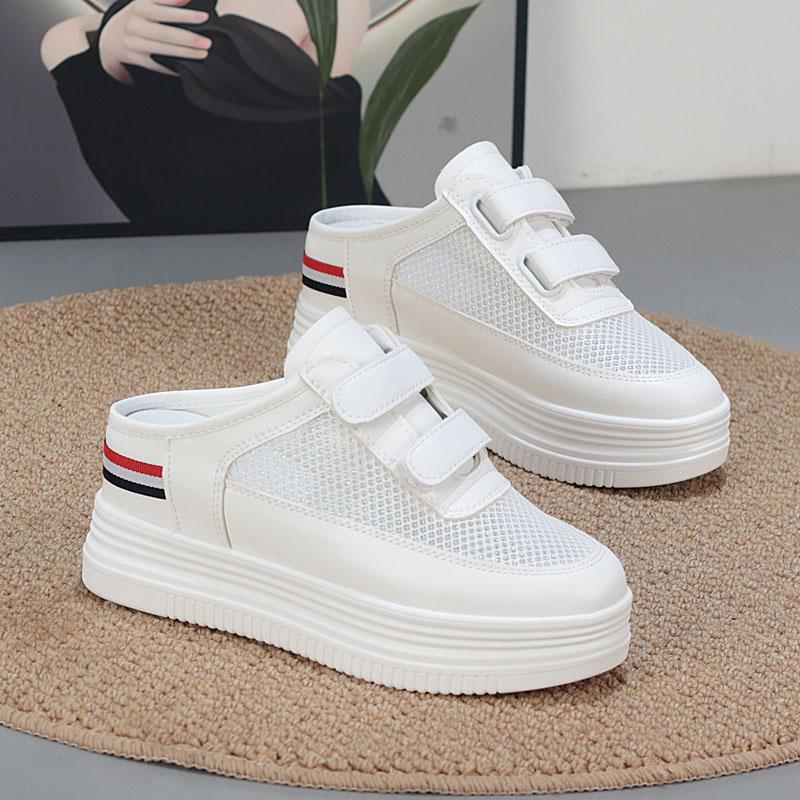 Мода 7 см Женские летние сетчатые массивные кроссовки-сандалии Платформа Клиновидные сандалии Шлепанцы Мюли Женские дышащие