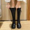 Martin Boots Black Thick-soled Thin Lace-up High Boots But Knee-length Knight Boots Women's New Leather Boots