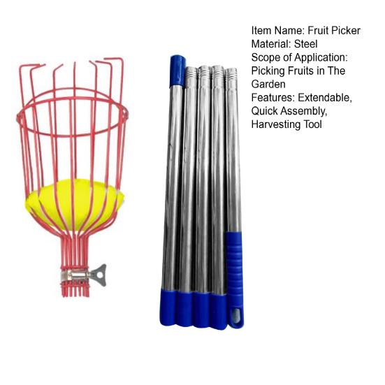 Телескопический стержень для сбора фруктов с корзиной, металлический выдвижной стержень для сбора фруктов в саду