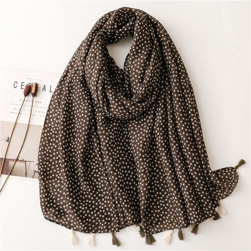 Women Autumn Tassel Shawl Luxury Brand Lovely Garden Floral Viscose Scarf High Quality Pashminas Wrap Muslim Snood 180*90Cm
