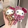 Розовый леопардовый принт Hello Kitty Плюшевый хвост Брелок Шарм для сумки Мягкая игрушка Животное Для девочек