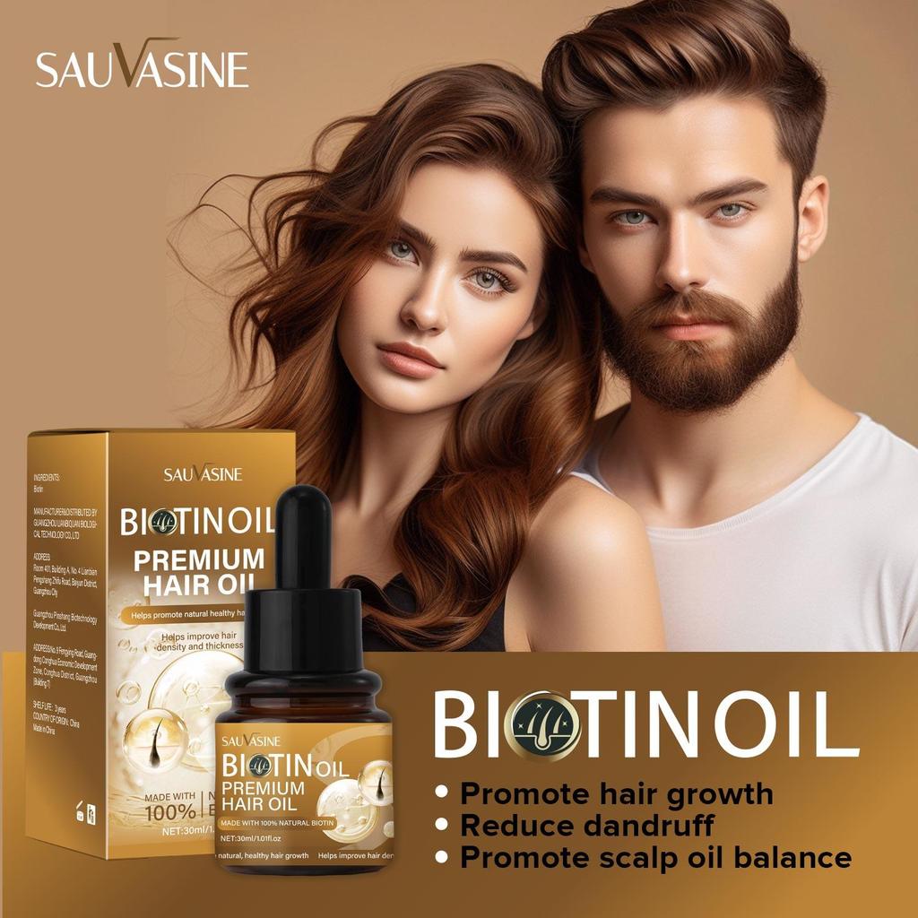 Масло для роста волос с биотином для роста волос и здоровья кожи головы, Масло для кожи головы и волос перед мытьем, обогащенное биотином, Укрепляющее, Питающее и придающее объем