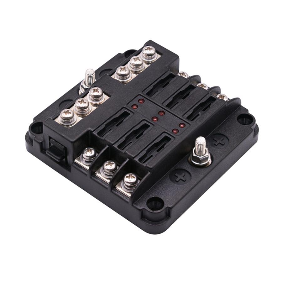 6-Way Blade Fuse Box Block Holder Power Distribution For 12V 24V Car Boat Marine