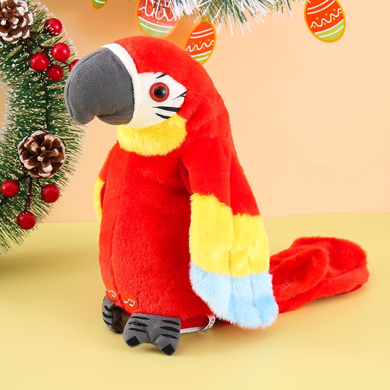 Electric Plush Parrot Toy, Talking & Recording Repeats Words, Wiggles Body & Flaps Wings, Interactive Pet Toy Gift for Kids