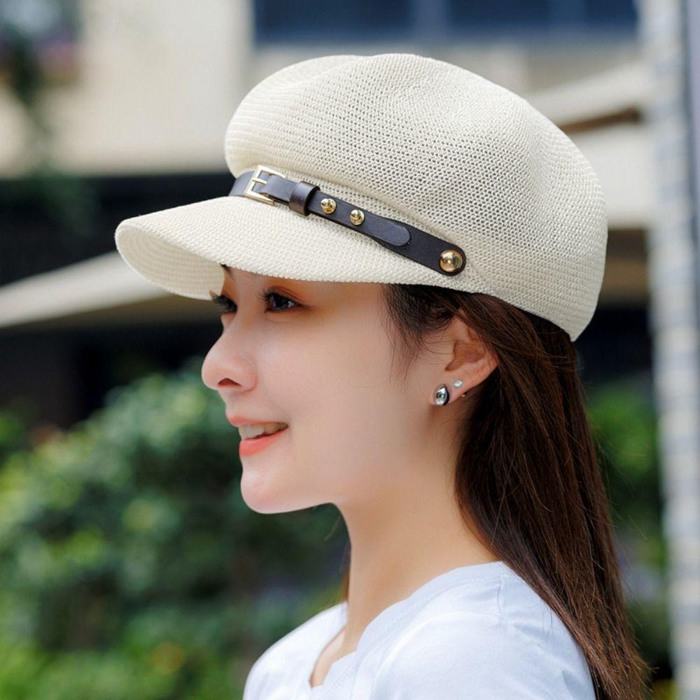Summer Breathable Women's Beret Knitted Thin Painter Hat Hollow Mesh Female Baseball Cap Beach