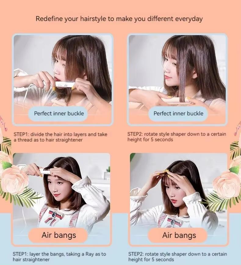 Мини-выпрямитель для волос с зажимом, маленькая вилка для завивки волос, прямые волосы для девочек, воздушные челки, портативный выпрямитель для волос