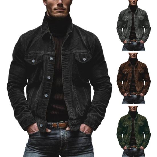 Мужское весенне-осеннее пальто из вельвета с отложным воротником, свободная верхняя одежда, однобортное свободное пальто с длинным рукавом на пуговицах для свиданий, повседневной носки, школы