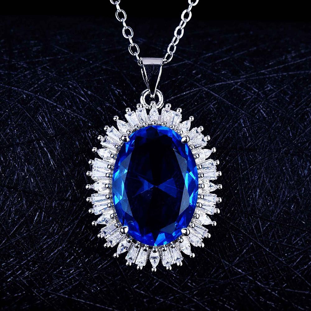 Классический голубой кристалл топаз бриллианты драгоценные камни комплекты ювелирных изделий для вечеринок для женщин подвески серьги кольца свадебные аксессуары подарки