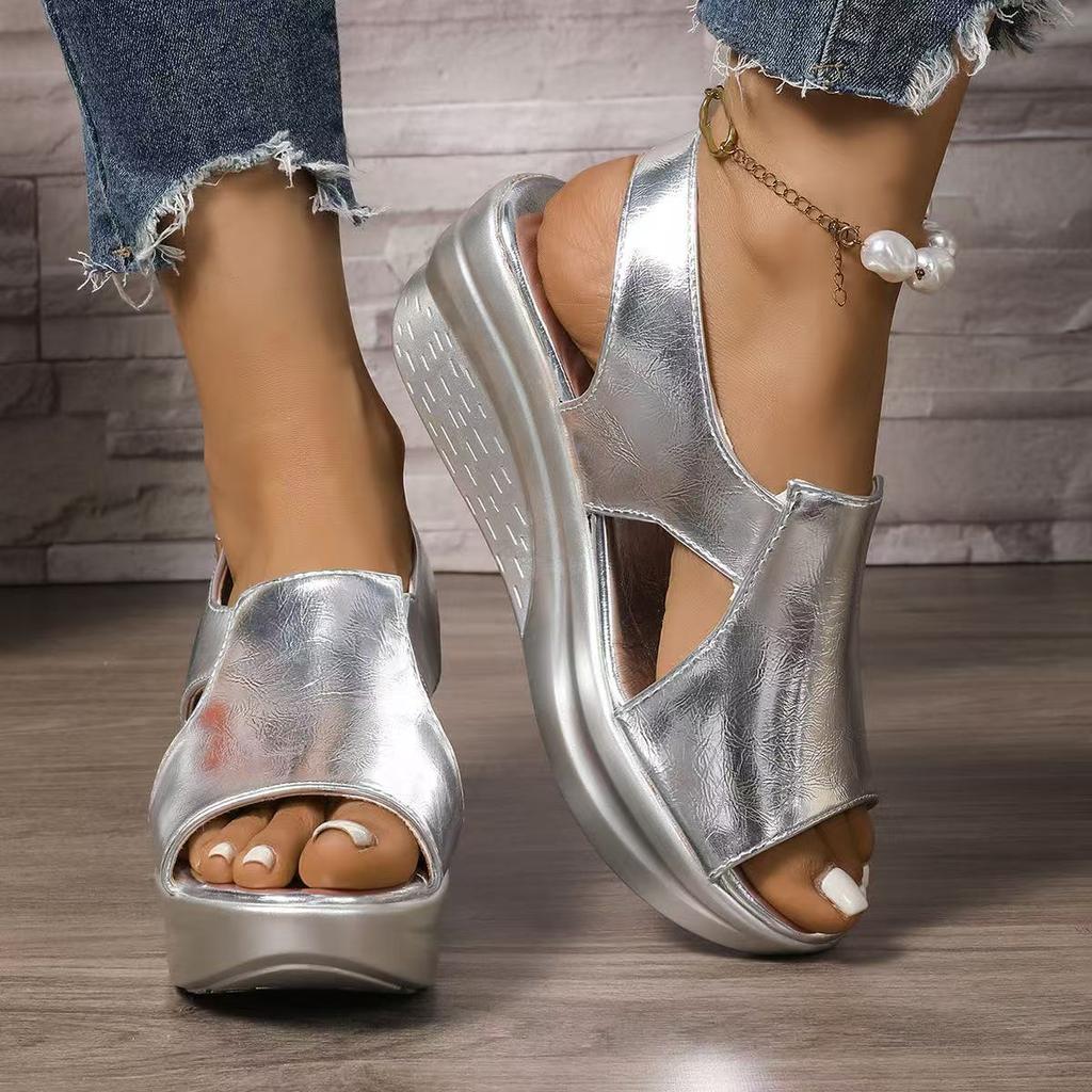 Fashion Peep Toe Women Wedge Sandals Summer Back Strap Buckle Platform Shoes Woman Fashion Thick Sole Roman Sandals Sandalias De Mujer