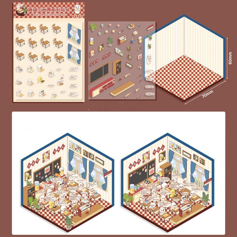 Мультфильм Еда Уличный Пейзаж Наклейка Сцена из Хижины DIY Игрушка Игра Наклейка Фестиваль Подарок На День Рождения для Детей Девочек и Детей