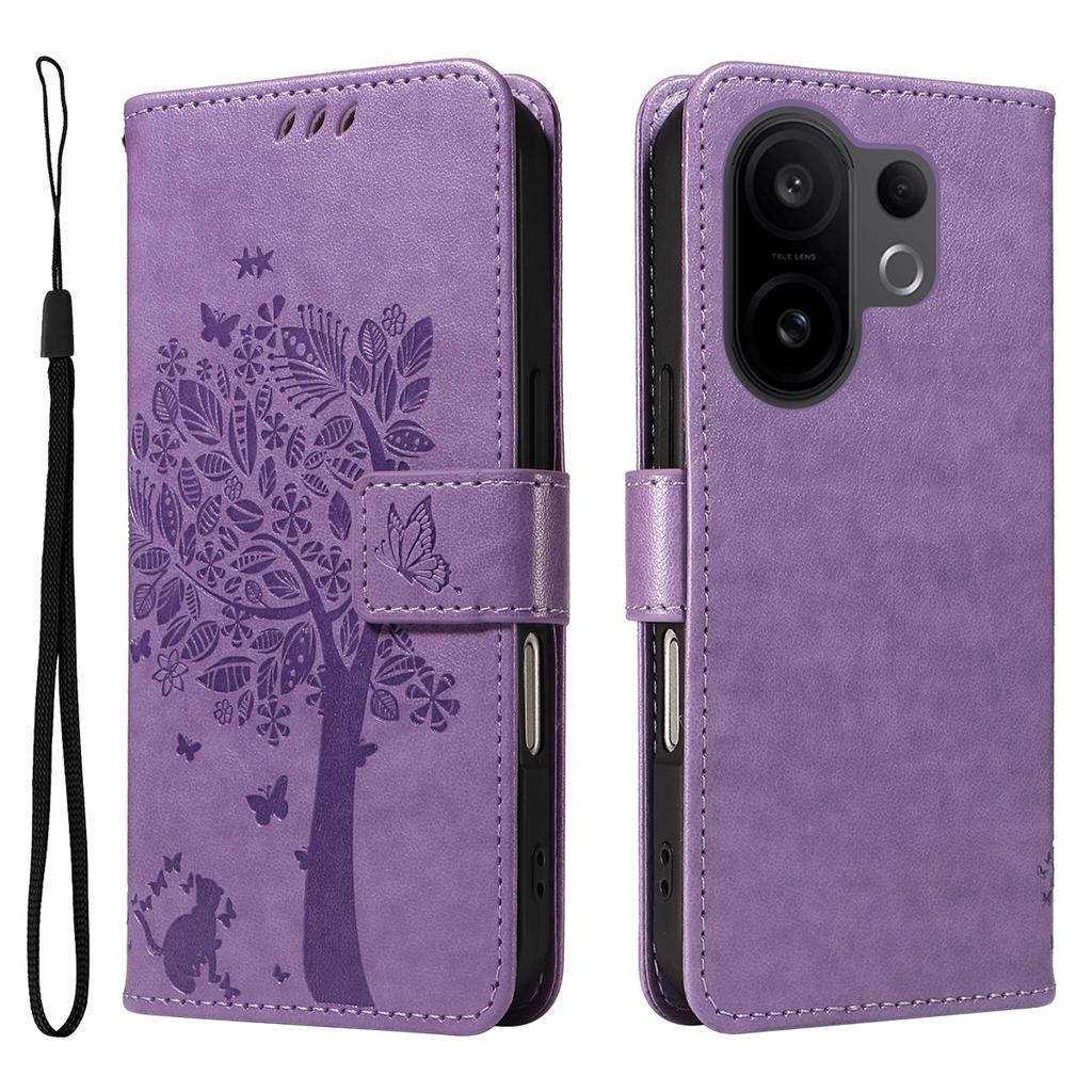 For vivo X200 FE 5G/vivo S30 Pro mini 5G Phone Case with Stand Cat Tree Pattern Leather Wallet Mobile Cover