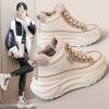 Thick and Mid Top Board Shoes In Autumn and Winter, Color Matching, Thick Sole, Height Increasing, Casual Board Shoes