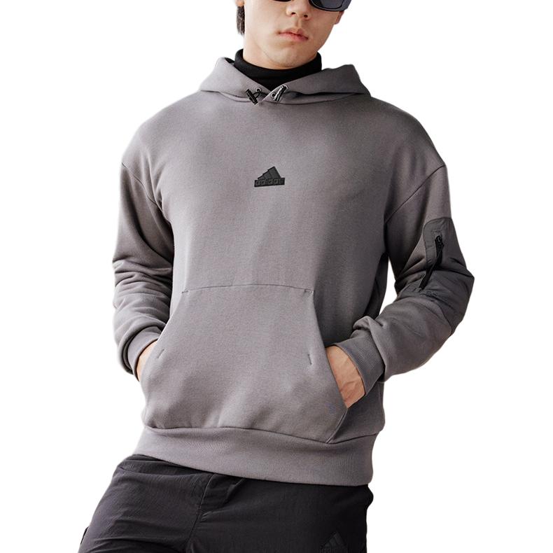 adidas Толстовки Мужские Серые С Капюшоном Утепленные Обычные IY1518