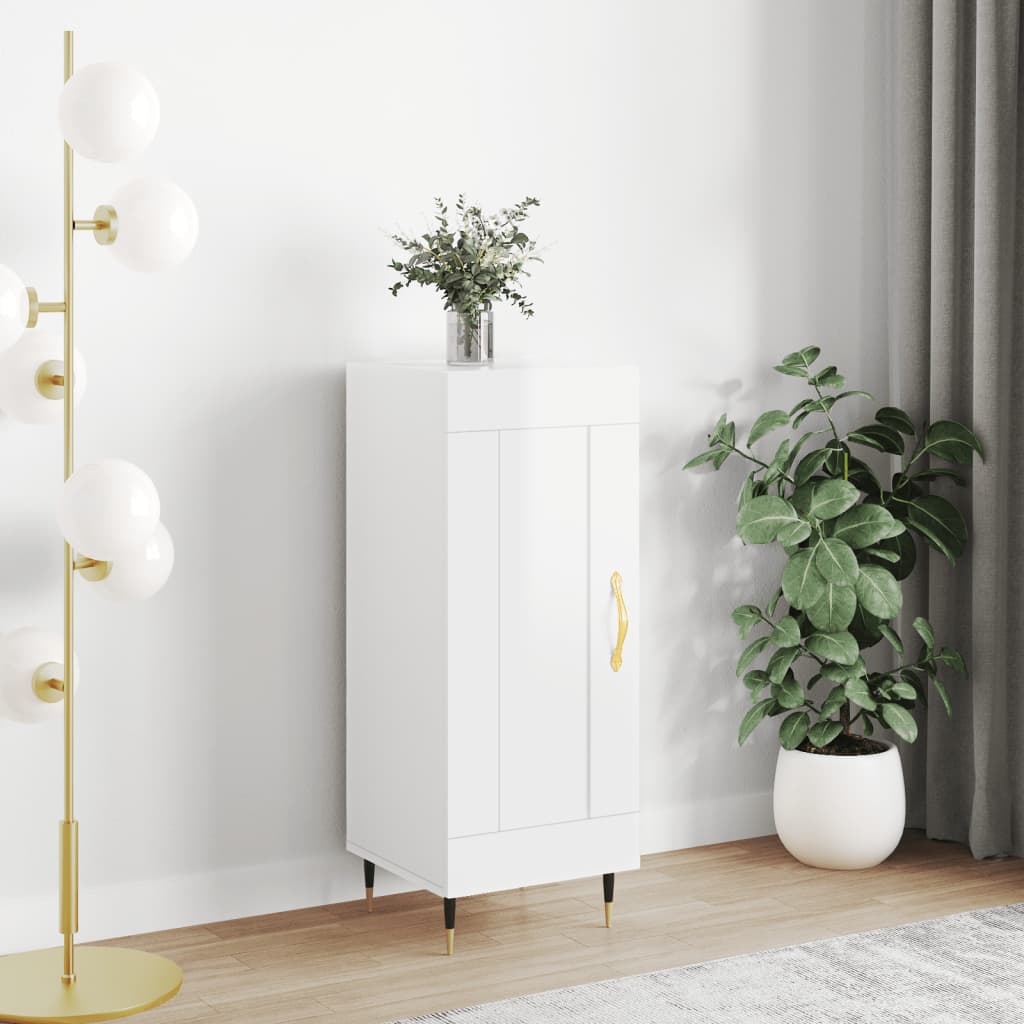 Sideboard High Gloss White 34.5 x 34 x 90 cm Engineered Wood