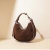 New Matte Cowhide Crescent Bag Niche High-end Personality Versatile Fashion Underarm Bag