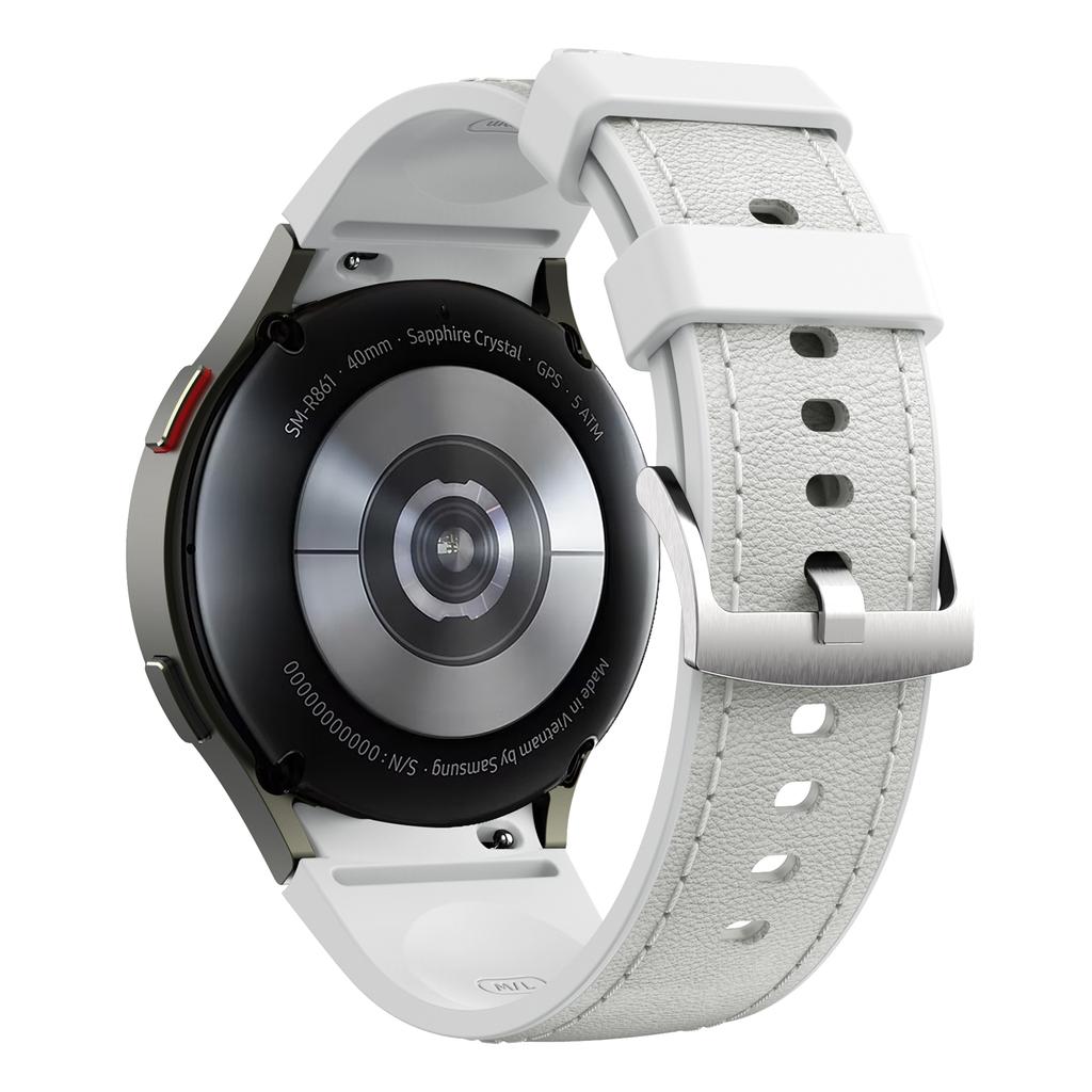 Ремешок для Samsung Galaxy Watch7/Watch6/Watch 5/Watch4 Силиконовый+Кожаный Регулируемый Браслет