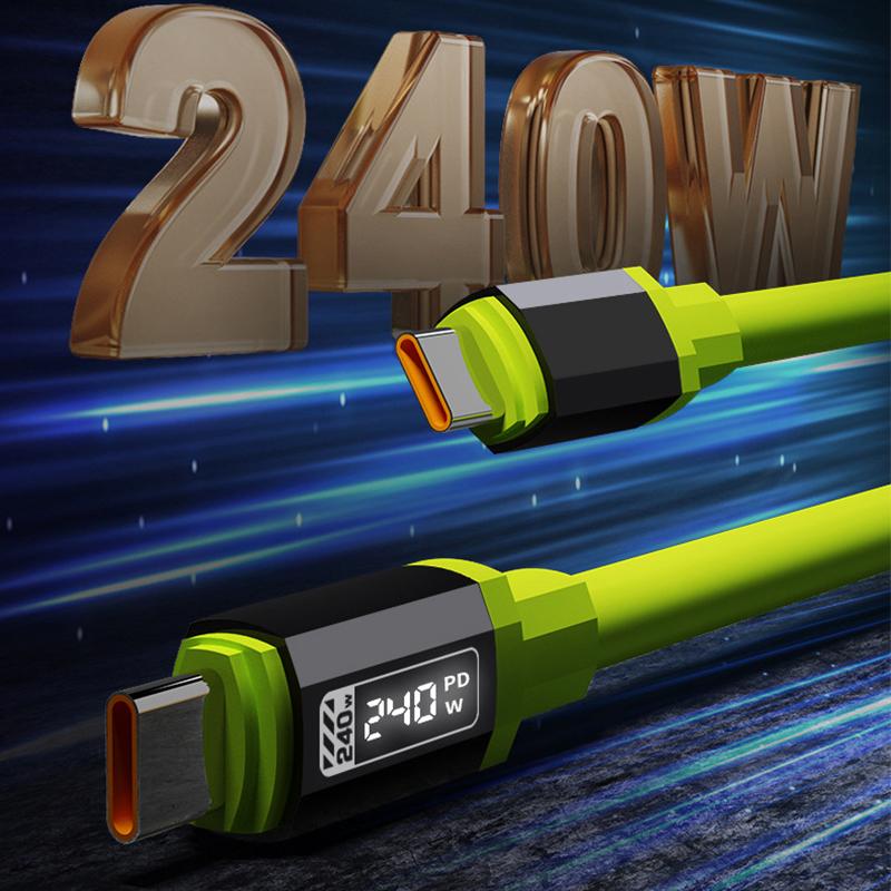 Кабель USB C 240 Вт с дисплеем мощности Быстрая зарядка Зарядное устройство для iPhone 15 16 17 Samsung Xiaomi Huawei Телефоны Кабель Type C 1-2 м