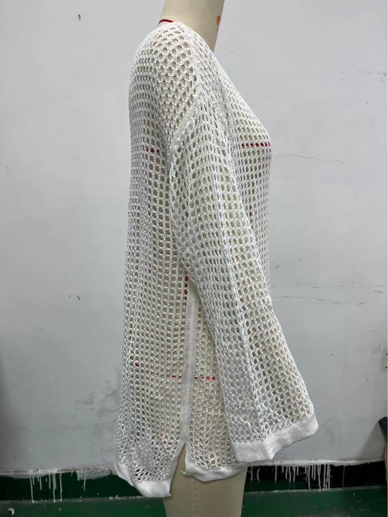 European & American Mesh Knit Bikini Cover-Up Sweater - Women's Summer Beach Sunscreen Shirt