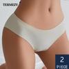 2Pcs/Lot Women Sexy Ice Silk Panties Low-Rise No Trace Solid Underpant Comfort Breathable Female Intimates Briefs