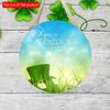 2D Flat 20*20cm1pc Happy St.Patrick's Day Green Four-leaf Grass&hat Patterns Welcome Party Hanging Wooden Sign, Style Round Decorative Door Pendant