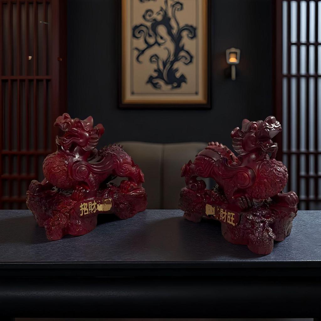 Pixiu Wealth-Attracting Ornaments: Pikachu Pair for Office or Shop Décor